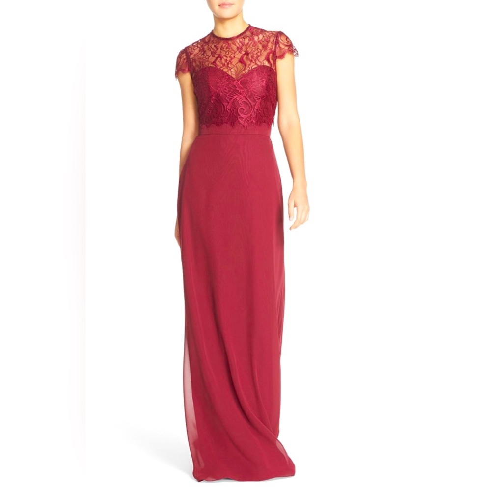 Hayley Paige Burgundy Maxi Dress